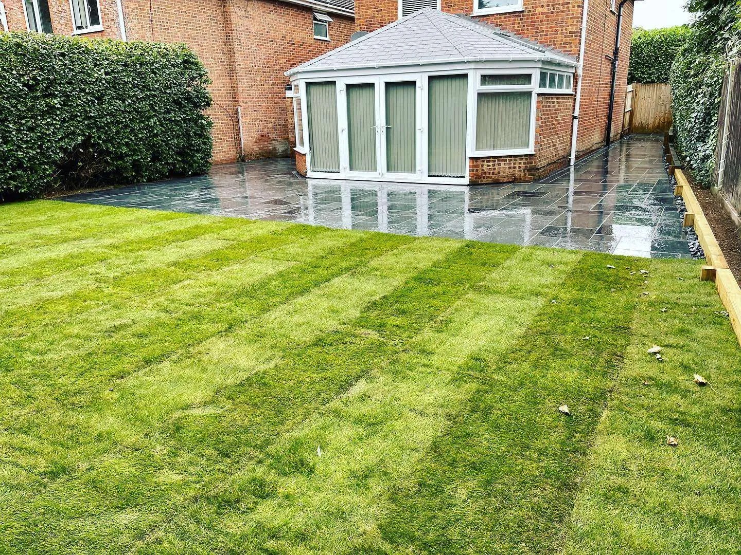 Lawn & Slate Patio